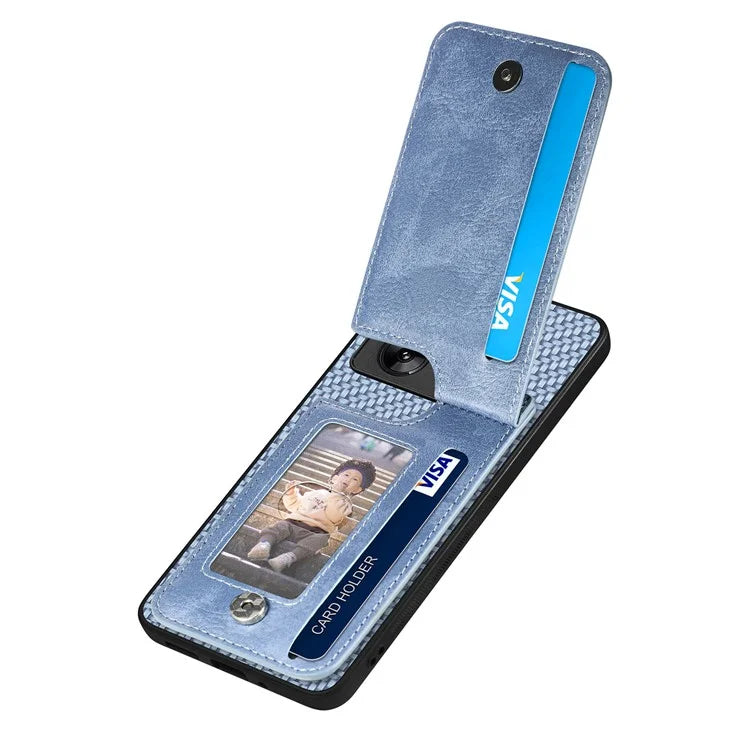 C1-03 For Xiaomi Redmi Note 13 Pro+ 5G Case Zipper Pocket Vertical Kickstand Carbon Fiber Phone Cover