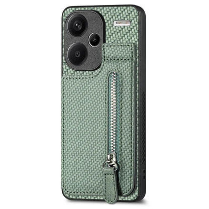 C1-03 For Xiaomi Redmi Note 13 Pro+ 5G Case Zipper Pocket Vertical Kickstand Carbon Fiber Phone Cover
