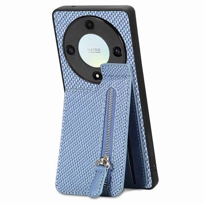 C1-03 For Honor X40 5G / X9a 5G / Magic5 Lite 5G Case Zipper Pocket Carbon Fiber Back Phone Cover