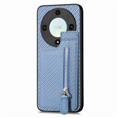 C1-03 For Honor X40 5G / X9a 5G / Magic5 Lite 5G Case Zipper Pocket Carbon Fiber Back Phone Cover