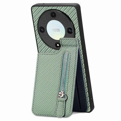 C1-03 For Honor X40 5G / X9a 5G / Magic5 Lite 5G Case Zipper Pocket Carbon Fiber Back Phone Cover