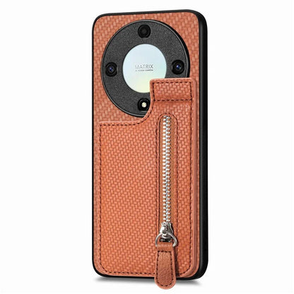 C1-03 For Honor X40 5G / X9a 5G / Magic5 Lite 5G Case Zipper Pocket Carbon Fiber Back Phone Cover