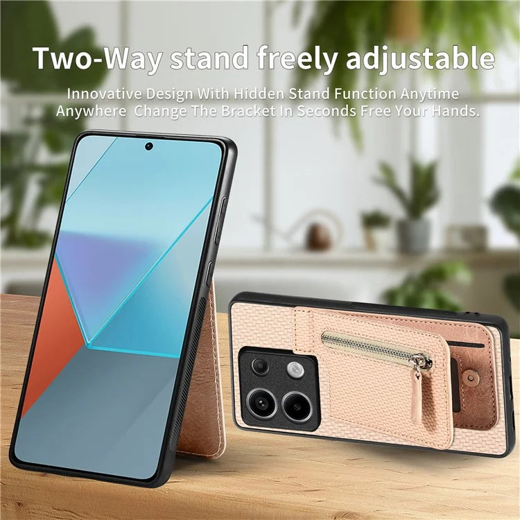 C1-03 For Xiaomi Redmi Note 13 Pro 5G / Poco X6 5G Case Vertical Kickstand Carbon Fiber Phone Shell