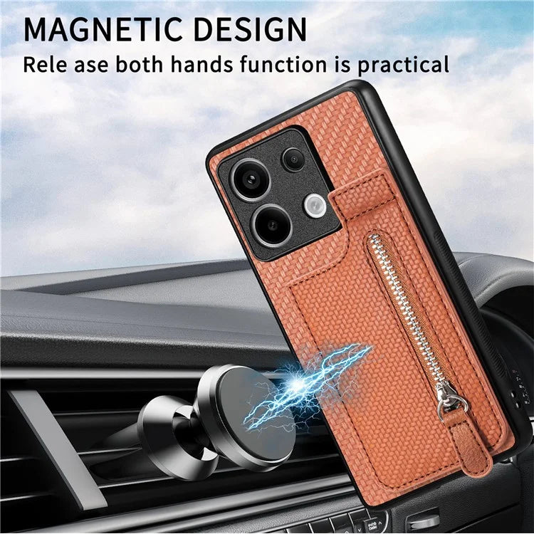 C1-03 For Xiaomi Redmi Note 13 Pro 5G / Poco X6 5G Case Vertical Kickstand Carbon Fiber Phone Shell