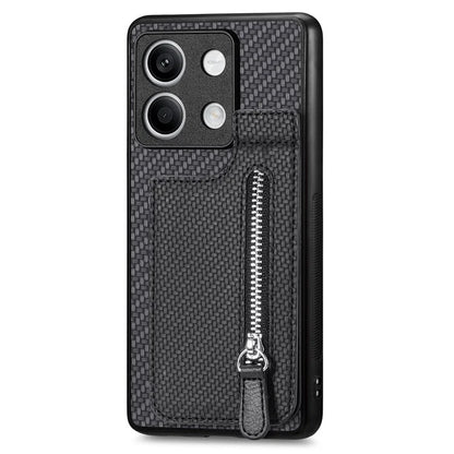 C1-03 For Xiaomi Redmi Note 13 5G Shockproof Case Zipper Pocket Carbon Fiber Protective Back Cover