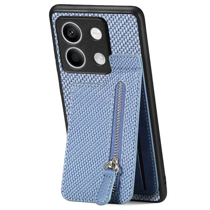 C1-03 For Xiaomi Redmi Note 13 5G Shockproof Case Zipper Pocket Carbon Fiber Protective Back Cover