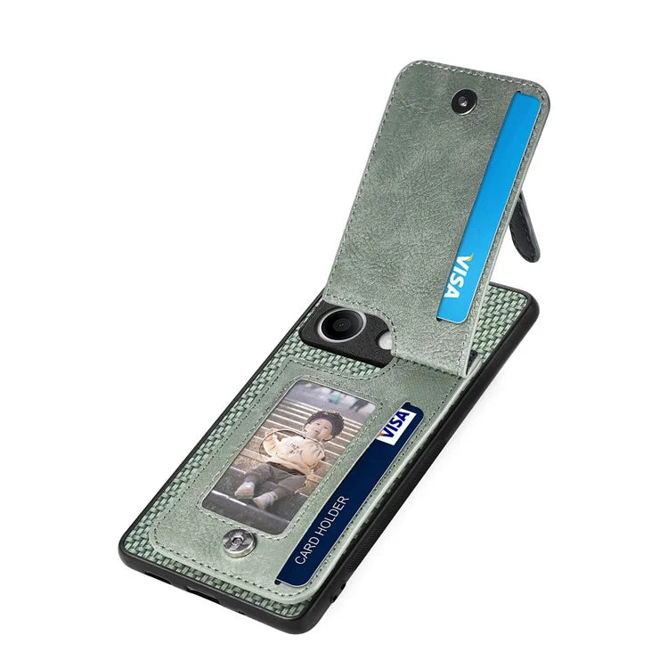 C1-03 For Xiaomi Redmi Note 13 5G Shockproof Case Zipper Pocket Carbon Fiber Protective Back Cover