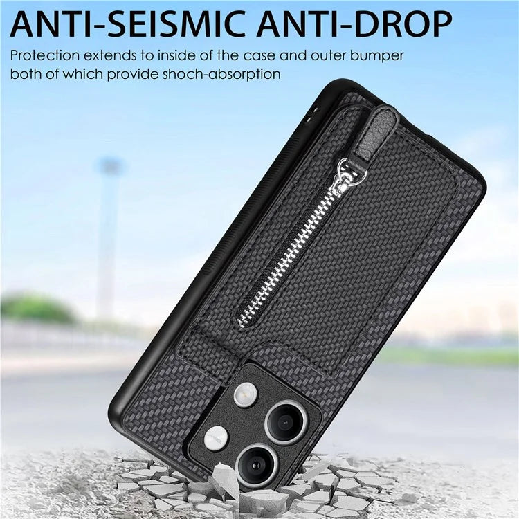 C1-03 For Xiaomi Redmi Note 13 4G Case Carbon Fiber Leather+TPU+PC Phone Cover