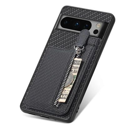 C1-03 For Google Pixel 8 Pro Case Zipper Pocket PU Leather+TPU+PC Phone Cover