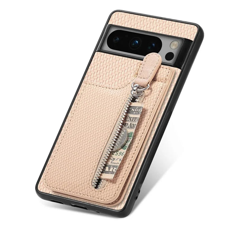 C1-03 For Google Pixel 8 Pro Case Zipper Pocket PU Leather+TPU+PC Phone Cover