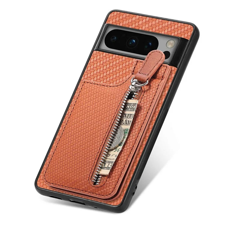 C1-03 For Google Pixel 8 Pro Case Zipper Pocket PU Leather+TPU+PC Phone Cover