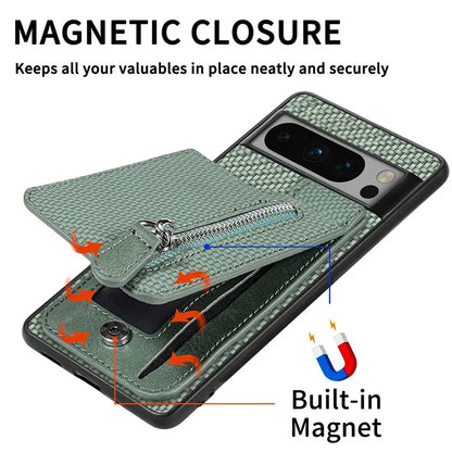 C1-03 For Google Pixel 8 Pro Case Zipper Pocket PU Leather+TPU+PC Phone Cover
