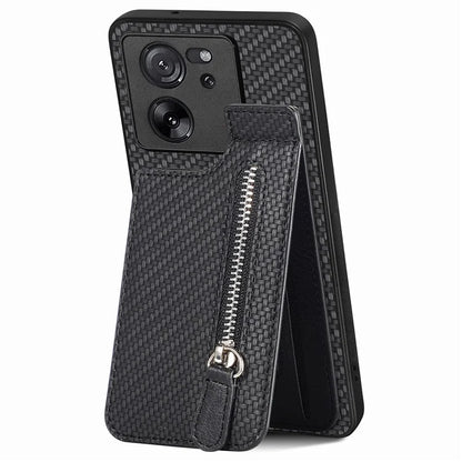 C1-03 For Xiaomi 13T / 13T Pro / Redmi K60 Ultra Case Vertical Kickstand Hybrid Phone Cover with Zipper Pocket
