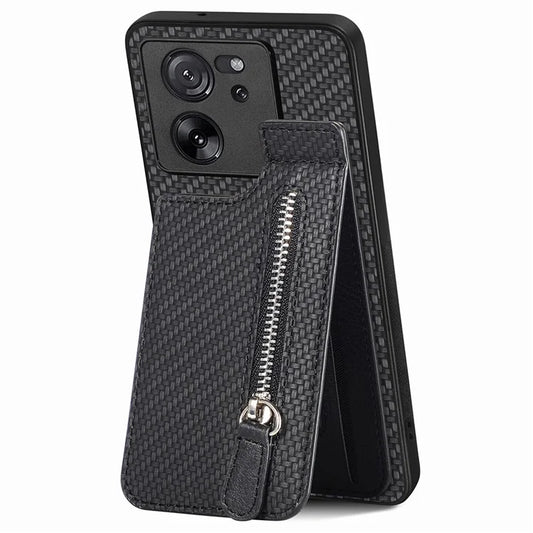 C1-03 For Xiaomi 13T / 13T Pro / Redmi K60 Ultra Case Vertical Kickstand Hybrid Phone Cover with Zipper Pocket