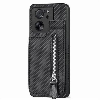 C1-03 For Xiaomi 13T / 13T Pro / Redmi K60 Ultra Case Vertical Kickstand Hybrid Phone Cover with Zipper Pocket