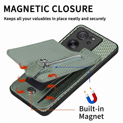 C1-03 For Xiaomi 13T / 13T Pro / Redmi K60 Ultra Case Vertical Kickstand Hybrid Phone Cover with Zipper Pocket