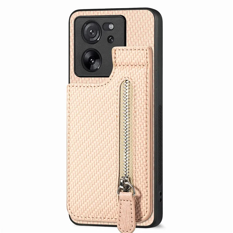 C1-03 For Xiaomi 13T / 13T Pro / Redmi K60 Ultra Case Vertical Kickstand Hybrid Phone Cover with Zipper Pocket
