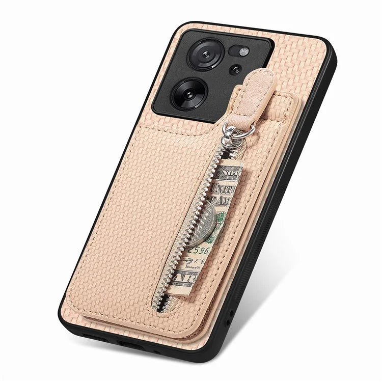 C1-03 For Xiaomi 13T / 13T Pro / Redmi K60 Ultra Case Vertical Kickstand Hybrid Phone Cover with Zipper Pocket