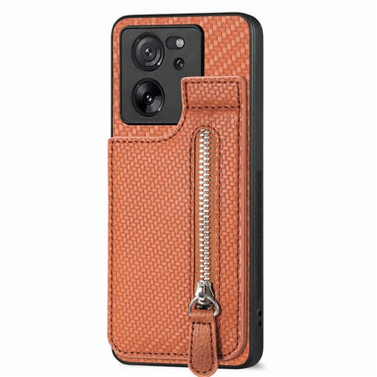 C1-03 For Xiaomi 13T / 13T Pro / Redmi K60 Ultra Case Vertical Kickstand Hybrid Phone Cover with Zipper Pocket