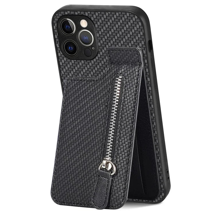 C1-03 For iPhone 12 Pro 6.1 inch Case Carbon Fiber Phone Shell Support Magnetic Car Mount Holder