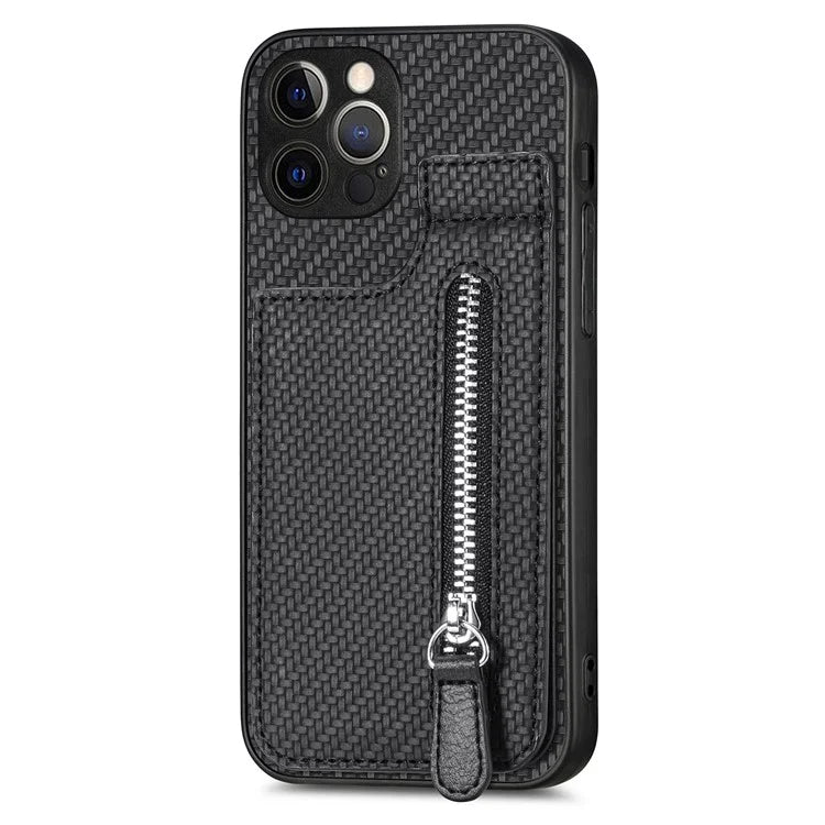 C1-03 For iPhone 12 Pro 6.1 inch Case Carbon Fiber Phone Shell Support Magnetic Car Mount Holder