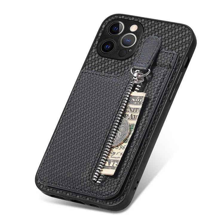 C1-03 For iPhone 12 Pro 6.1 inch Case Carbon Fiber Phone Shell Support Magnetic Car Mount Holder