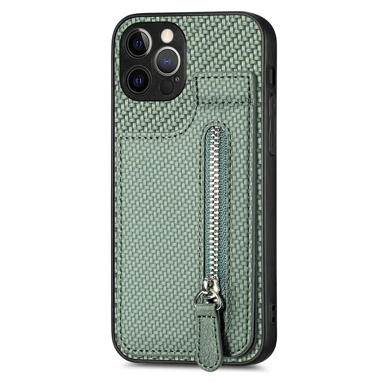 C1-03 For iPhone 12 Pro 6.1 inch Case Carbon Fiber Phone Shell Support Magnetic Car Mount Holder