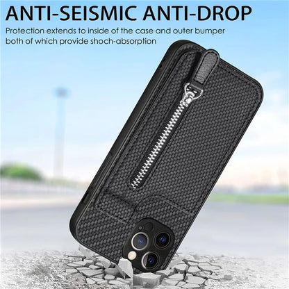 C1-03 For iPhone 12 Pro 6.1 inch Case Carbon Fiber Phone Shell Support Magnetic Car Mount Holder