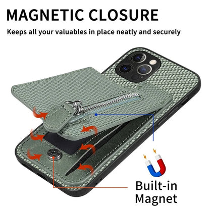 C1-03 For iPhone 12 Pro 6.1 inch Case Carbon Fiber Phone Shell Support Magnetic Car Mount Holder
