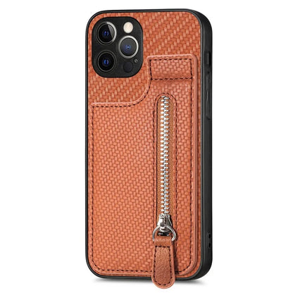 C1-03 For iPhone 12 Pro 6.1 inch Case Carbon Fiber Phone Shell Support Magnetic Car Mount Holder