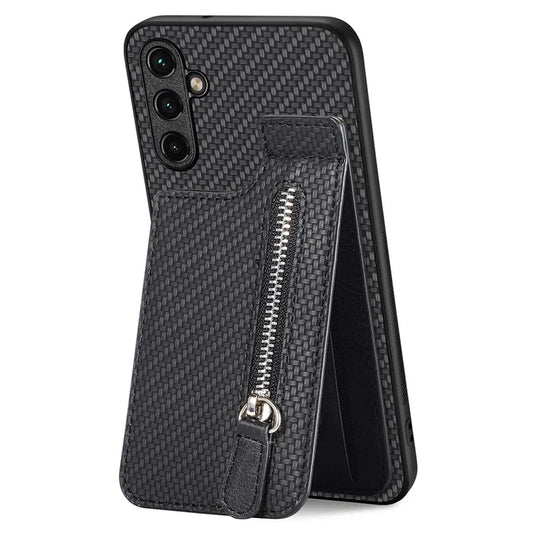 C1-03 For Samsung Galaxy A14 5G / A14 4G Case Card Slots Carbon Fiber Anti-scratch Phone Cover