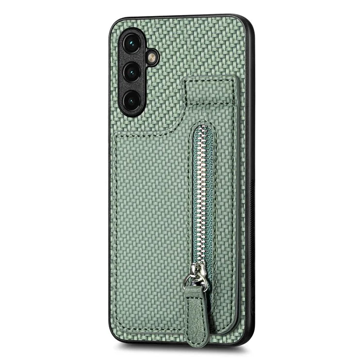 C1-03 For Samsung Galaxy A14 5G / A14 4G Case Card Slots Carbon Fiber Anti-scratch Phone Cover