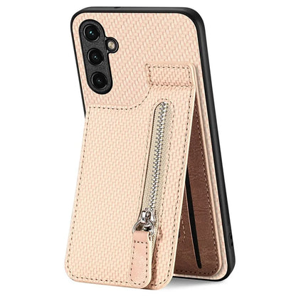 C1-03 For Samsung Galaxy A14 5G / A14 4G Case Card Slots Carbon Fiber Anti-scratch Phone Cover
