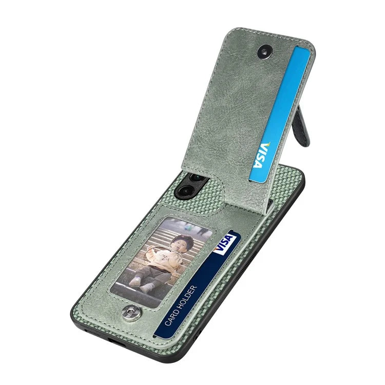 C1-03 For Samsung Galaxy A25 5G (Global) (161.0 x 76.5 x 8.3mm) Case Carbon Fiber Textured Zipper Pocket  Phone Cover