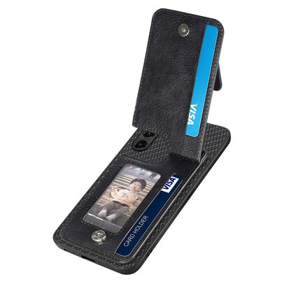 C1-03 For 	Samsung Galaxy A54 5G Case Zipper Pocket Scratch-proof Carbon Fiber Phone Cover
