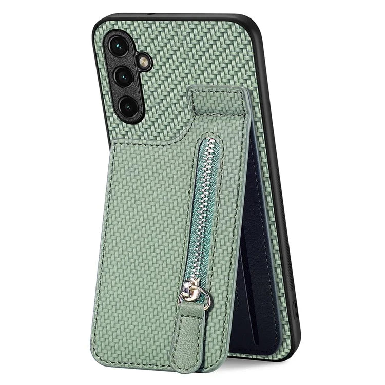 C1-03 For Samsung Galaxy A35 5G Case Zipper Pocket Anti-fall Leather Coated TPU+PC Phone Cover