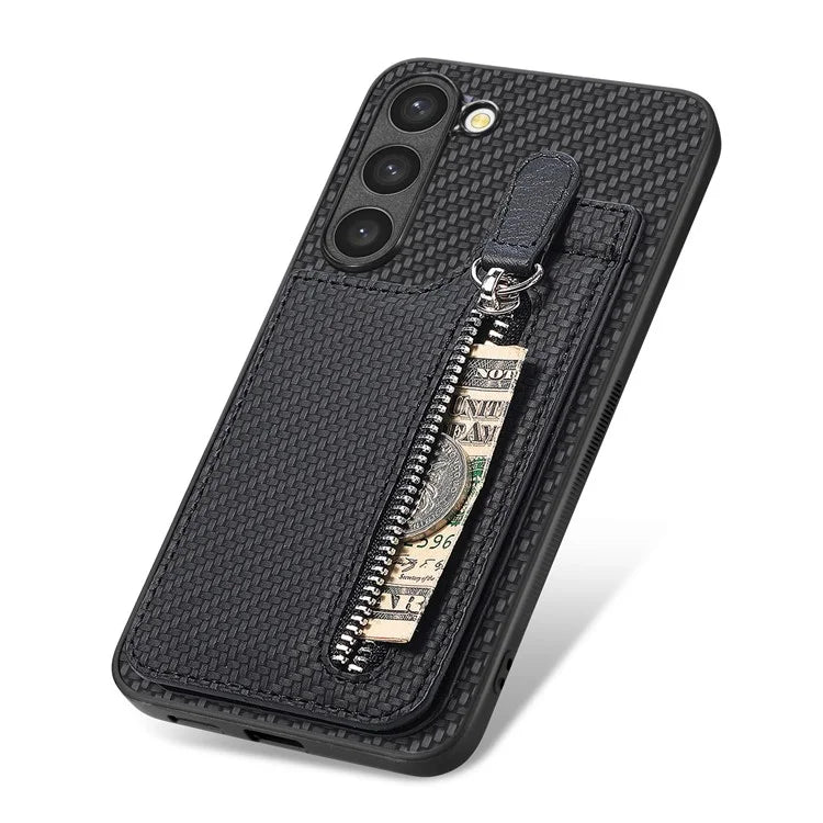 C1-03 For Samsung Galaxy S23 Case Carbon Fiber Leather Coated TPU+PC Phone Cover