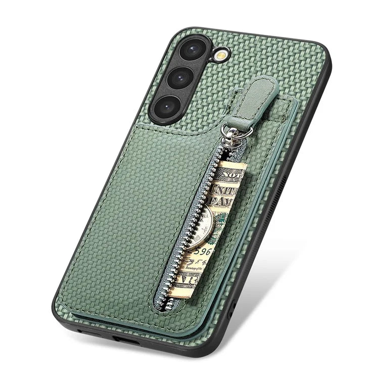 C1-03 For Samsung Galaxy S23 Case Carbon Fiber Leather Coated TPU+PC Phone Cover