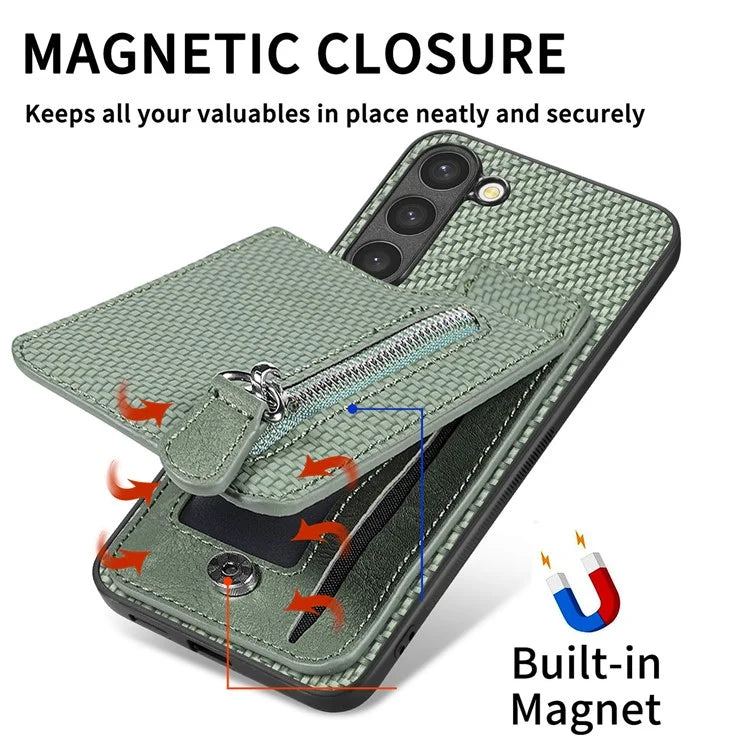 C1-03 For Samsung Galaxy S23 Case Carbon Fiber Leather Coated TPU+PC Phone Cover