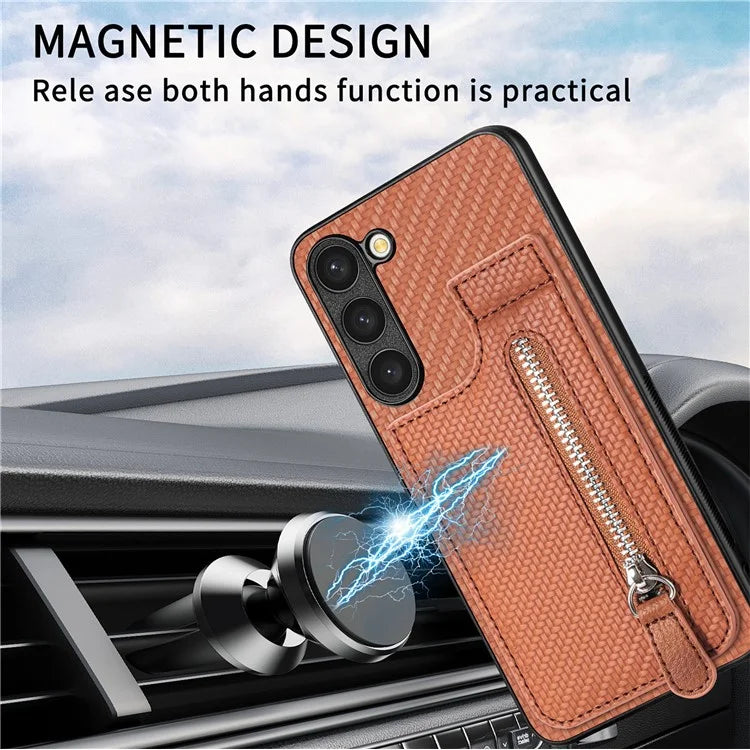 C1-03 For Samsung Galaxy S23 Case Carbon Fiber Leather Coated TPU+PC Phone Cover