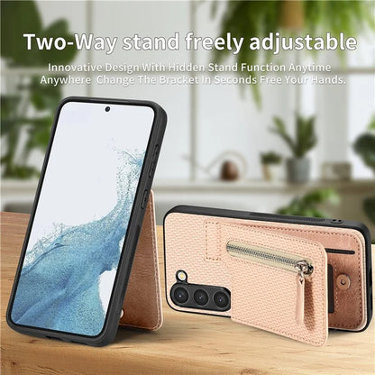 C1-03 For Samsung Galaxy S23 Case Carbon Fiber Leather Coated TPU+PC Phone Cover