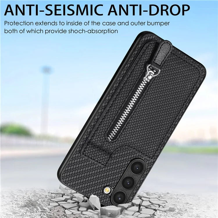 C1-03 For Samsung Galaxy S23 Case Carbon Fiber Leather Coated TPU+PC Phone Cover
