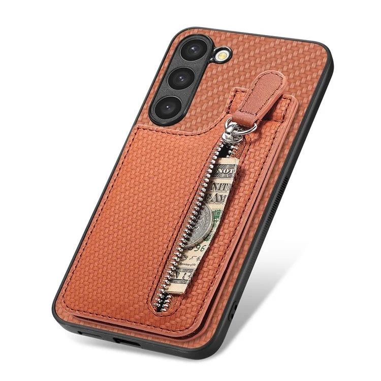 C1-03 For Samsung Galaxy S23 Case Carbon Fiber Leather Coated TPU+PC Phone Cover