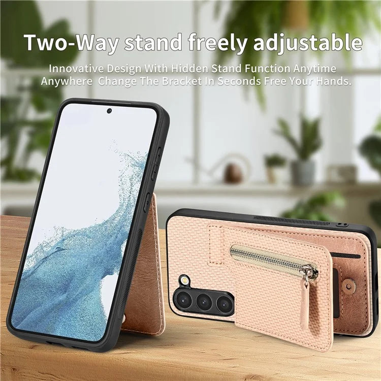 C1-03 For Samsung Galaxy S23 Case Carbon Fiber Leather Coated TPU+PC Phone Cover