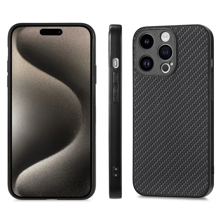 C1 for iPhone 13 Pro Case PU Leather Coated PC+TPU Phone Cover Carbon Fiber Texture