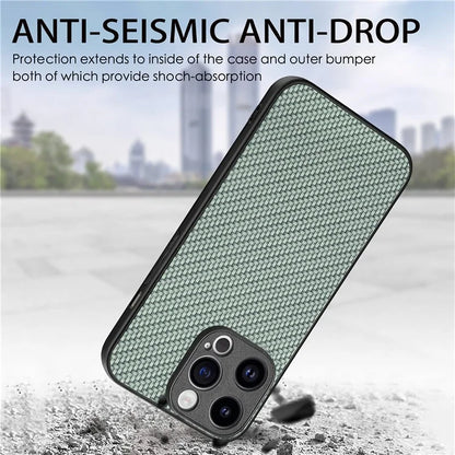 C1 for iPhone 13 Pro Case PU Leather Coated PC+TPU Phone Cover Carbon Fiber Texture