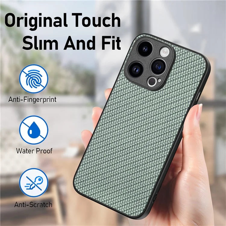 C1 for iPhone 13 Pro Case PU Leather Coated PC+TPU Phone Cover Carbon Fiber Texture