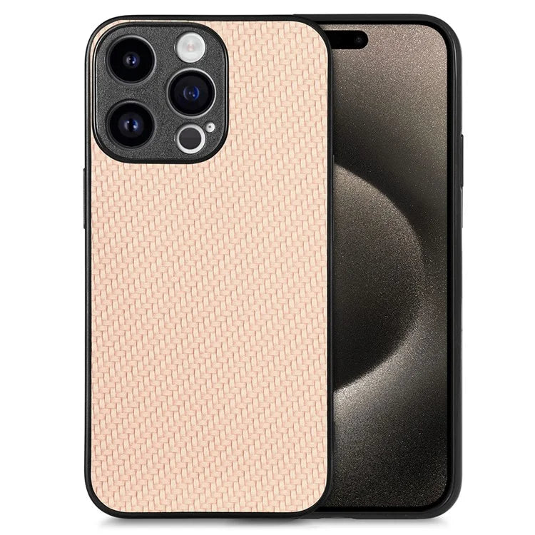 C1 for iPhone 13 Pro Case PU Leather Coated PC+TPU Phone Cover Carbon Fiber Texture
