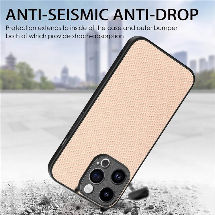 C1 for iPhone 13 Pro Case PU Leather Coated PC+TPU Phone Cover Carbon Fiber Texture