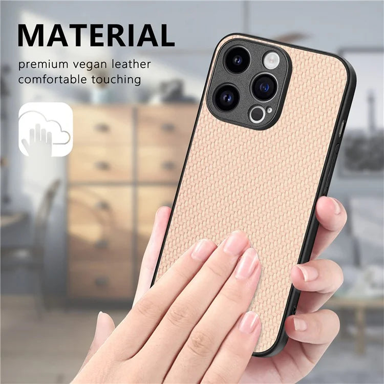 C1 for iPhone 13 Pro Case PU Leather Coated PC+TPU Phone Cover Carbon Fiber Texture